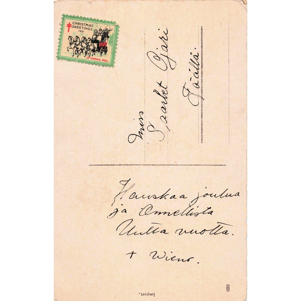 Vintage Postcard Children Red Car Forget-Me-Not Flowers Dog 1931 Finland - Picture 2 of 2